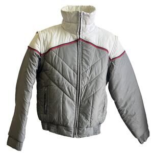 🧥 Alpine Patrol S (36-38) Gray White Puffer Jacket Ski 80s Snow Streetwear